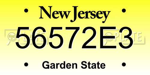 56572E3 New Jersey License Plate