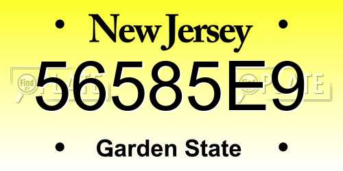 56585E9 New Jersey License Plate