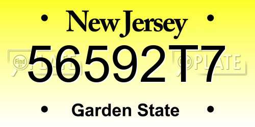 56592T7 New Jersey License Plate