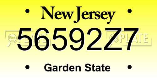 56592Z7 New Jersey License Plate