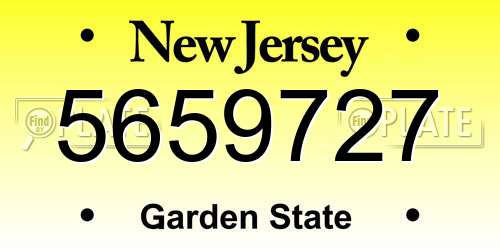 5659727 New Jersey License Plate