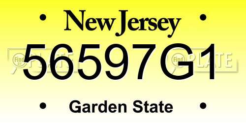 56597G1 New Jersey License Plate