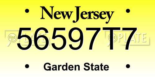 56597T7 New Jersey License Plate