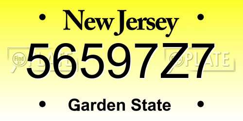 56597Z7 New Jersey License Plate