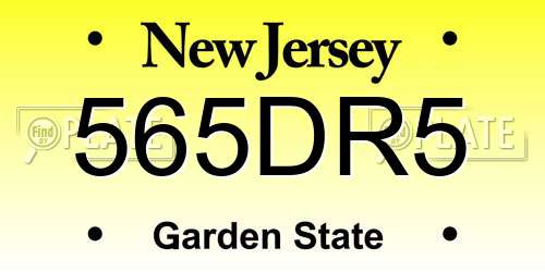 565DR5 New Jersey License Plate