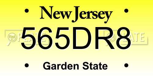 565DR8 New Jersey License Plate