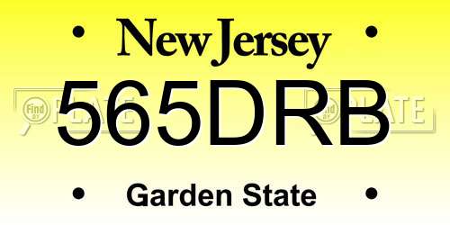 565DRB New Jersey License Plate