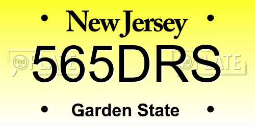 565DRS New Jersey License Plate