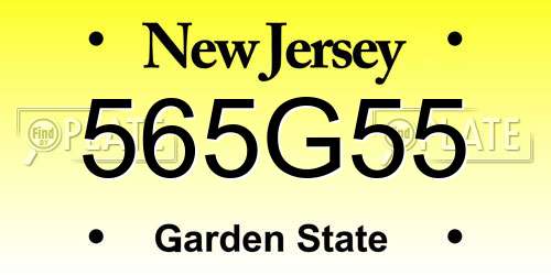 565G55 New Jersey License Plate