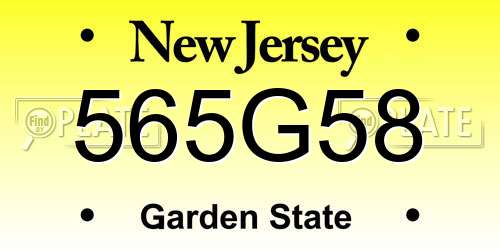 565G58 New Jersey License Plate