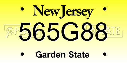 565G88 New Jersey License Plate
