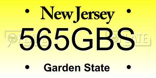 565GBS New Jersey License Plate