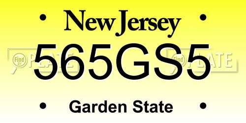 565GS5 New Jersey License Plate