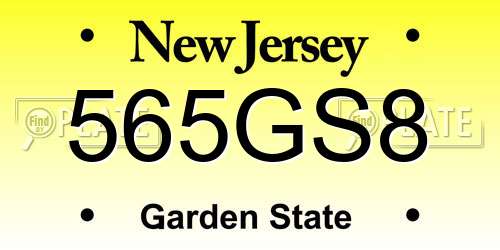 565GS8 New Jersey License Plate