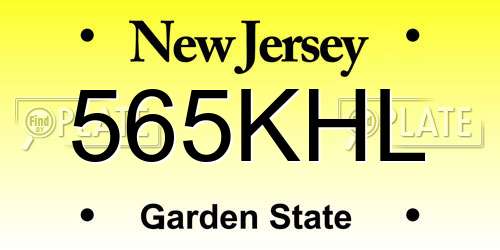 565KHL New Jersey License Plate