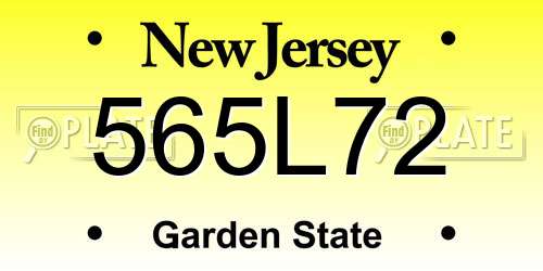 565L72 New Jersey License Plate