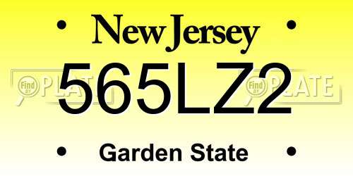 565LZ2 New Jersey License Plate