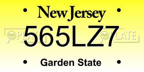 565LZ7 New Jersey License Plate
