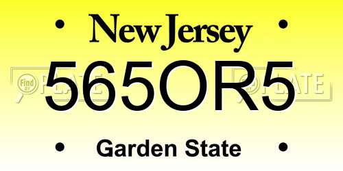 565OR5 New Jersey License Plate
