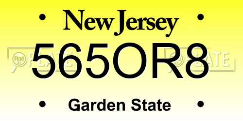 565OR8 New Jersey License Plate