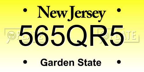 565QR5 New Jersey License Plate