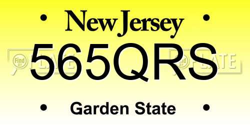 565QRS New Jersey License Plate