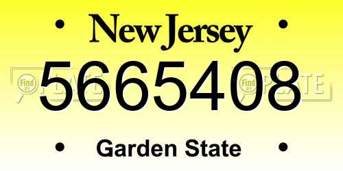 5665408 New Jersey License Plate