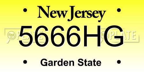 5666HG New Jersey License Plate