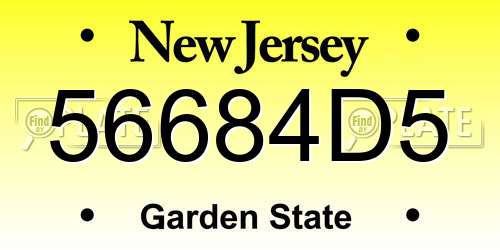 56684D5 New Jersey License Plate