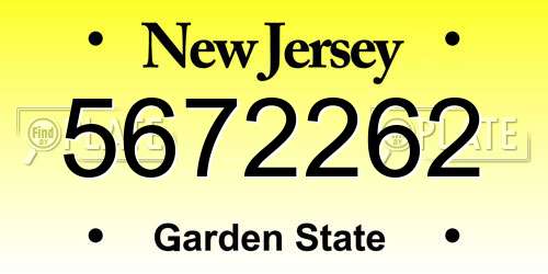 5672262 New Jersey License Plate