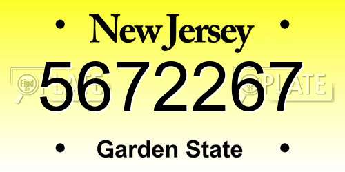 5672267 New Jersey License Plate