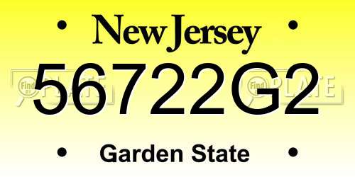 56722G2 New Jersey License Plate