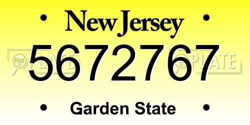 5672767 New Jersey License Plate