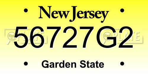56727G2 New Jersey License Plate