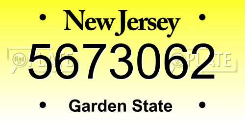 5673062 New Jersey License Plate