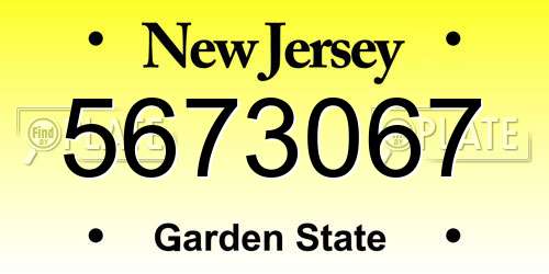5673067 New Jersey License Plate