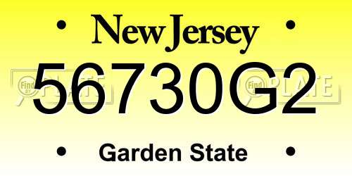 56730G2 New Jersey License Plate