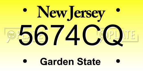 5674CQ New Jersey License Plate