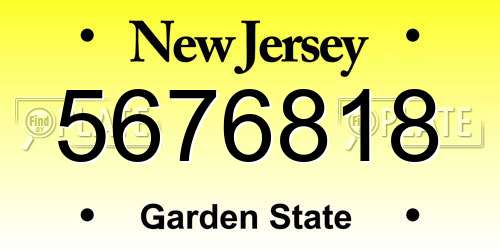 5676818 New Jersey License Plate