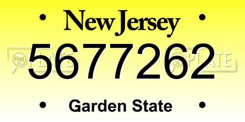 5677262 New Jersey License Plate
