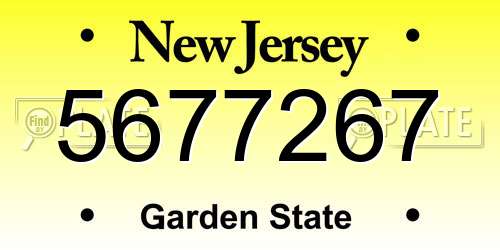5677267 New Jersey License Plate