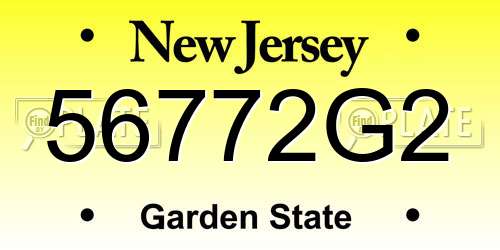 56772G2 New Jersey License Plate