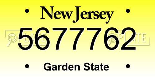 5677762 New Jersey License Plate