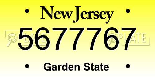5677767 New Jersey License Plate