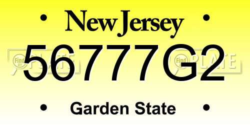 56777G2 New Jersey License Plate