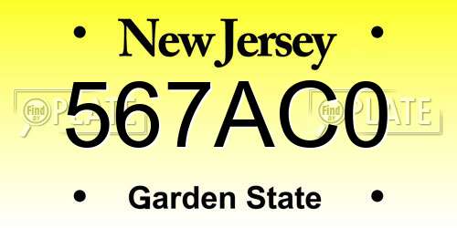 567AC0 New Jersey License Plate