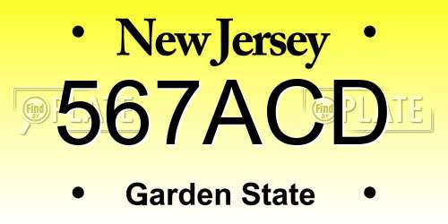 567ACD New Jersey License Plate