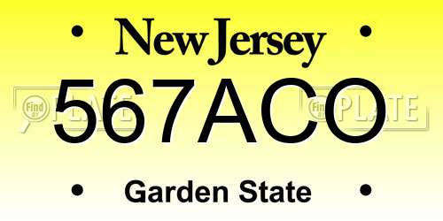 567ACO New Jersey License Plate