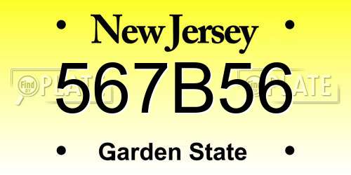 567B56 New Jersey License Plate