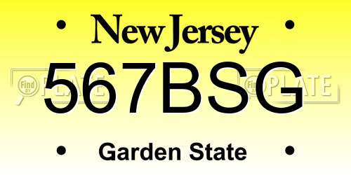 567BSG New Jersey License Plate